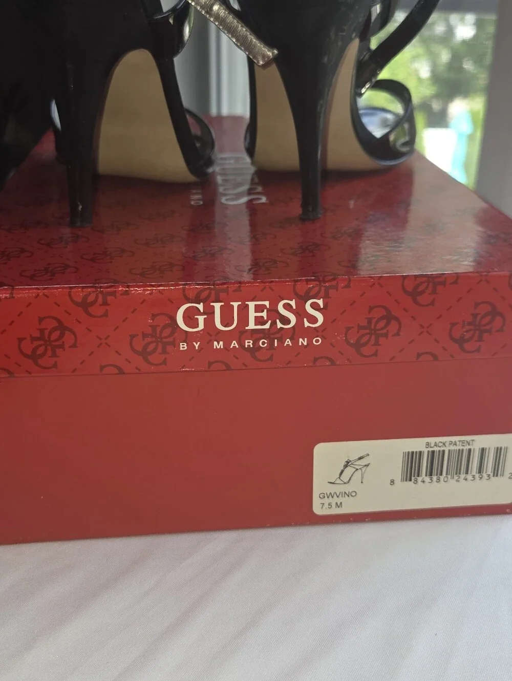 Guess Black Patent T-Strap Platform Heels